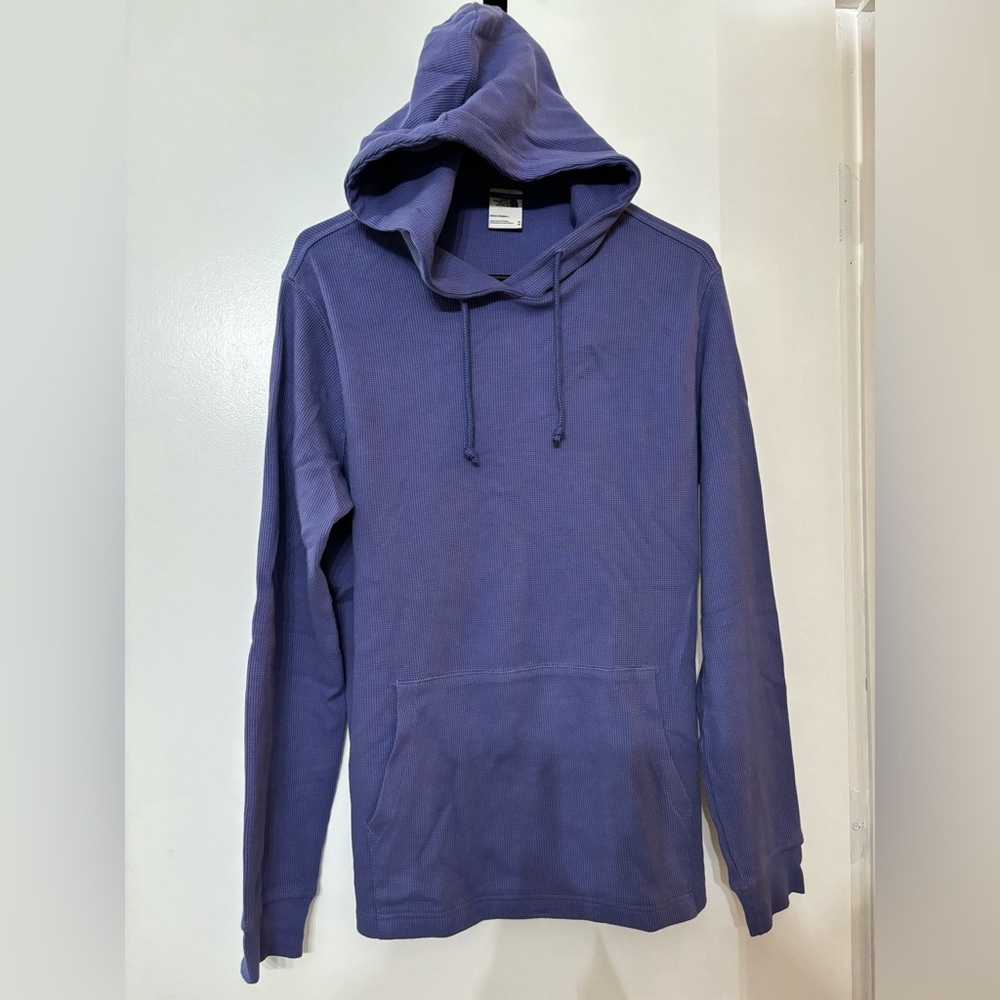 The North Face Men Ribbed Purple Cotton Knit Hoodie Size Medium